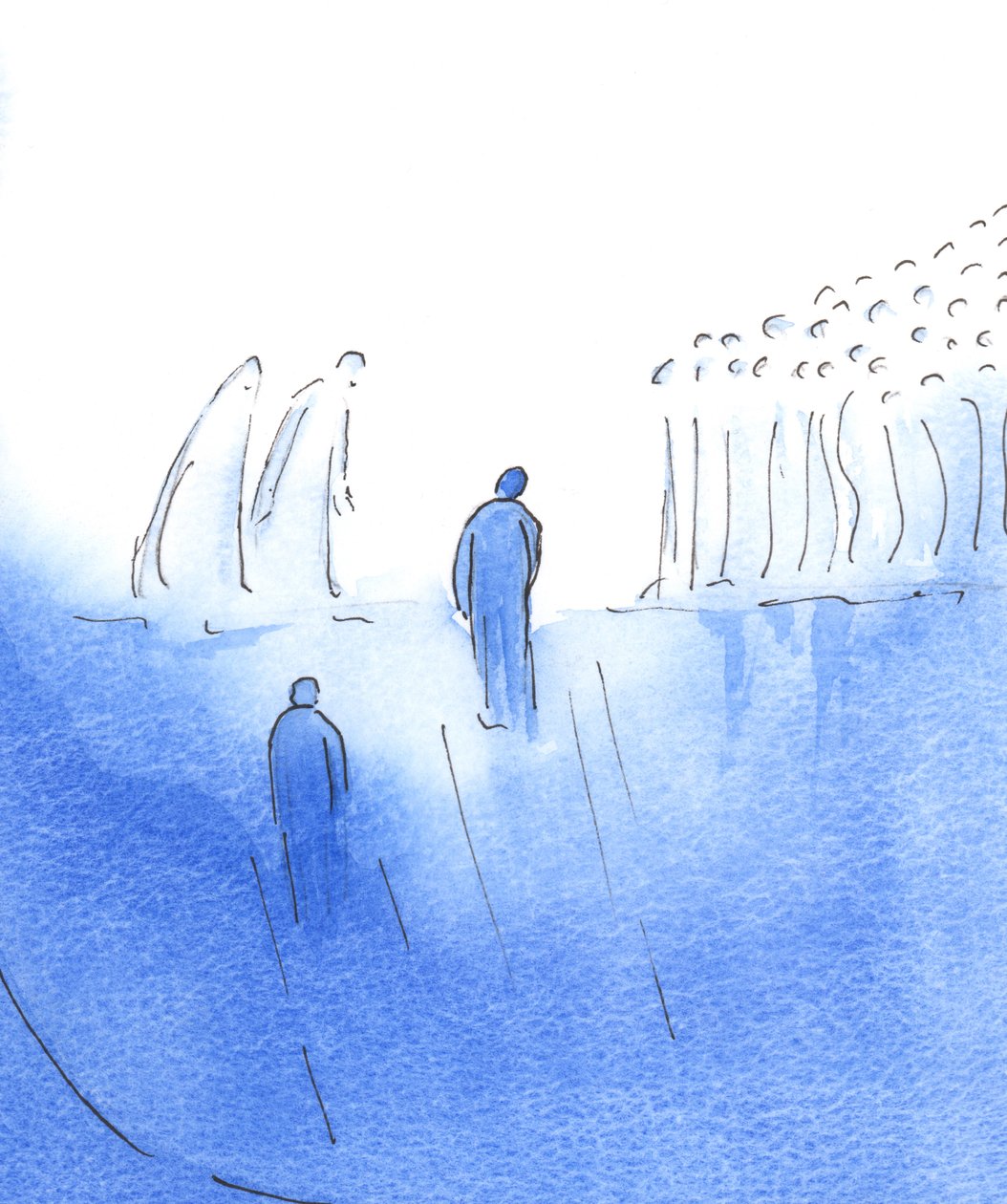 Na &39;Borda&39; do Céu: Eu vi que Cristo e Sua mãe, com todos os santos e anjos, se aglomeraram para dar os parabéns ao nosso sacerdote, 2003 (w - c no papel) de Elizabeth Wang