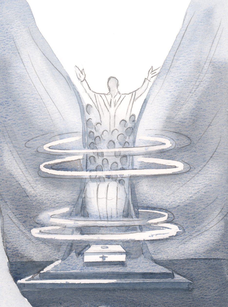 Na Missa, o Espírito Santo nos une a Cristo como milho amarrado em um único feixe, 2000 (w - c no papel) de Elizabeth Wang
