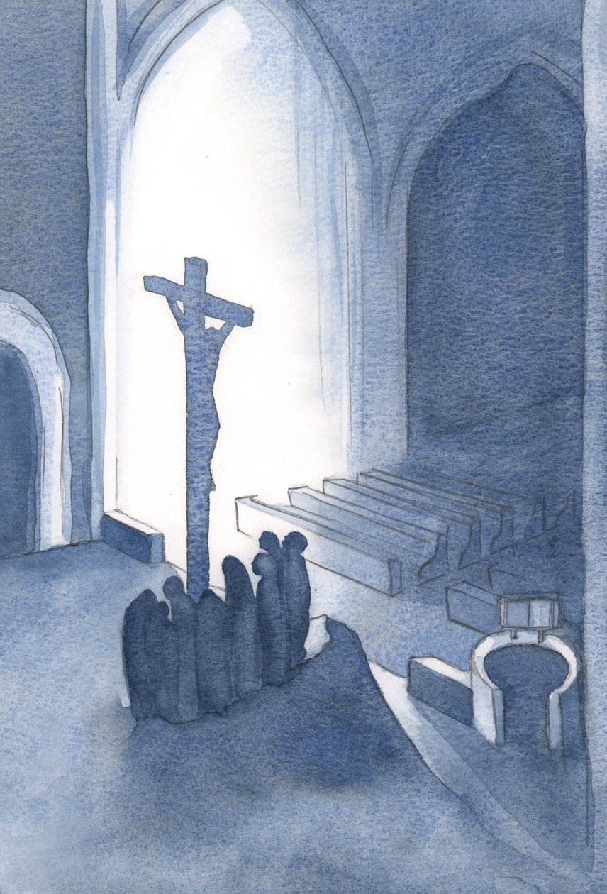 Na missa, oferecemos em ação de graças um sacrifício santo e vivo, 2001 (w - c no papel) de Elizabeth Wang