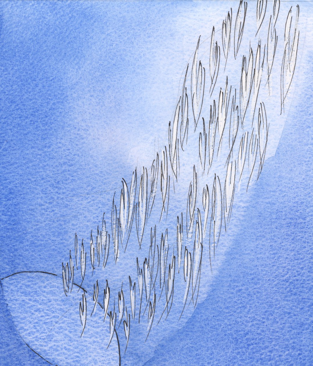 Entre o globo escuro desta terra e a glória do Céu, estendia-se um &39;fluxo&39; de guardiões Anjos brilhantes, como um rio de luz, 2002 (w - c no papel) de Elizabeth Wang
