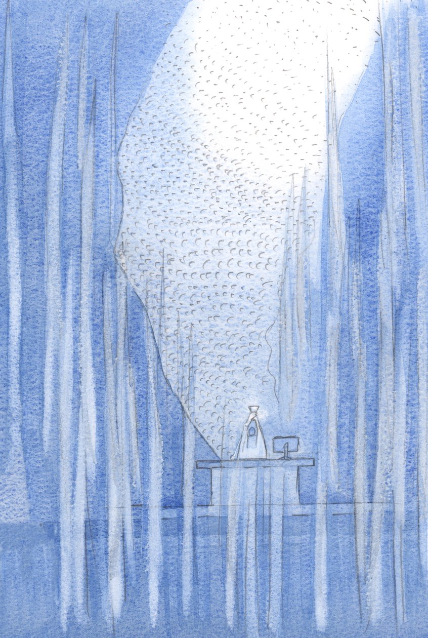 Além de adoradores e anjos, havia uma divisão do véu; milhares de Almas Santas louvaram o Pai, por meio de Cristo., 2001 (w - c no papel) de Elizabeth Wang
