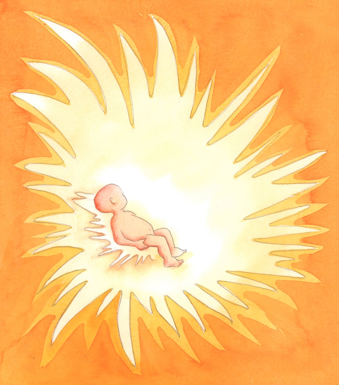 Pelo Batismo, a alma se torna uma fornalha de Amor Divino, enquanto a Trindade Residente - Pai, Filho e Espírito Santo - irradia Glória daquela alma sobre os outros, 2001 (w - c no papel) de Elizabeth Wang