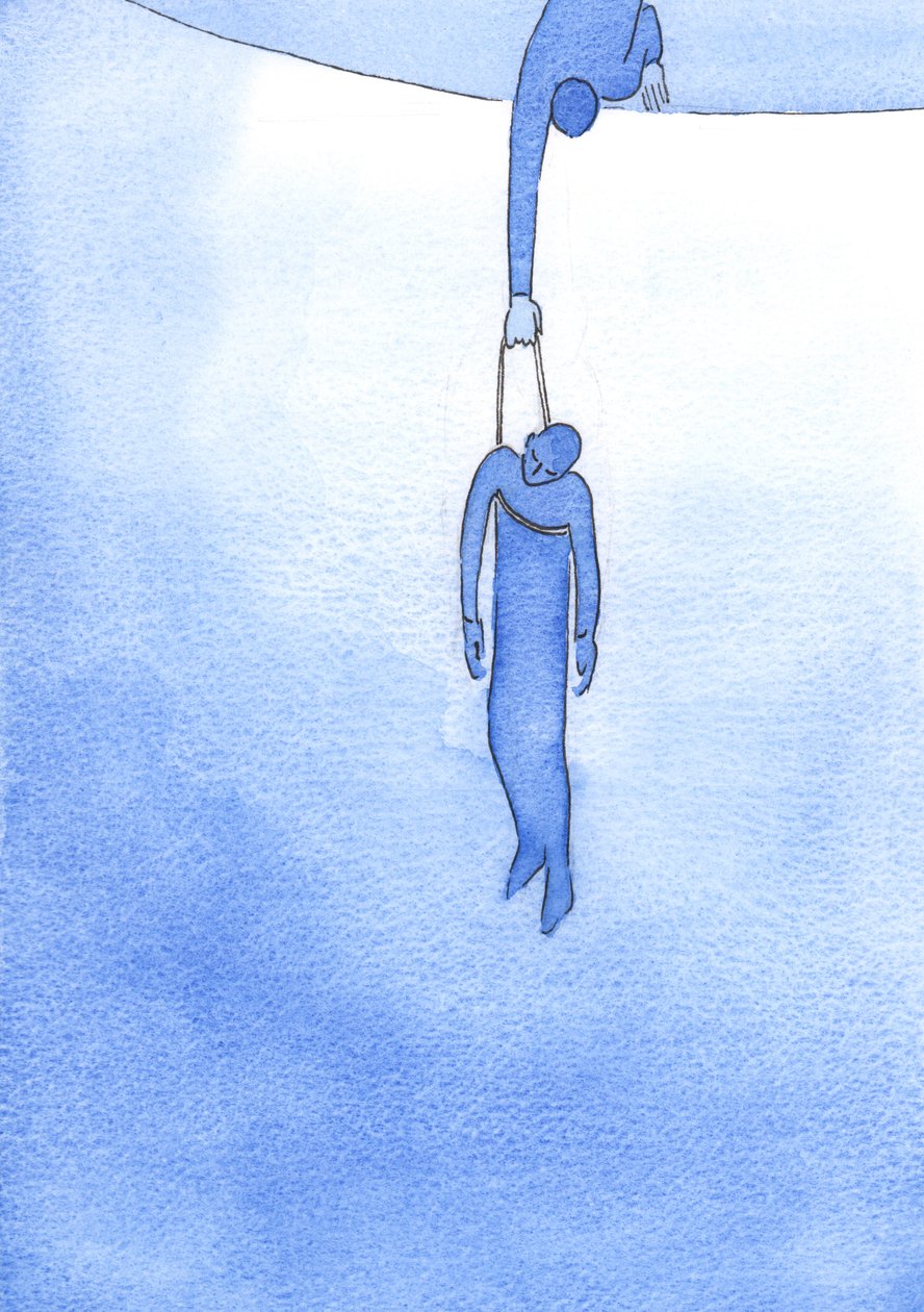 Por um mero fio de oração amorosa, podemos manter alguém longe do perigo e atraí-lo para a luz de Deus, 2002 (w - c no papel) de Elizabeth Wang