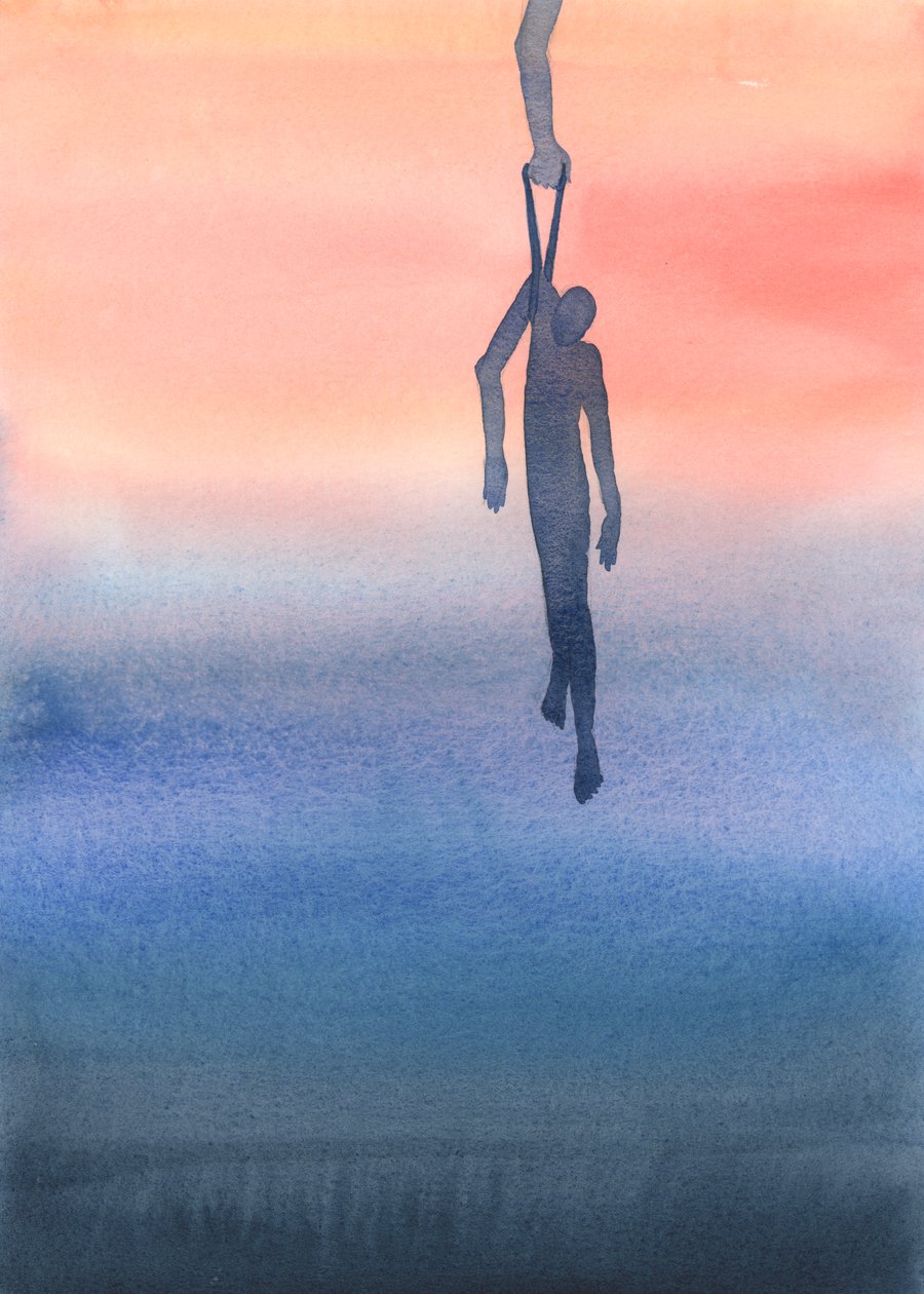 Por um mero fio de oração amorosa, podemos manter alguém longe do perigo e atraí-lo para a luz de Deus, 2002 (w - c no papel) de Elizabeth Wang
