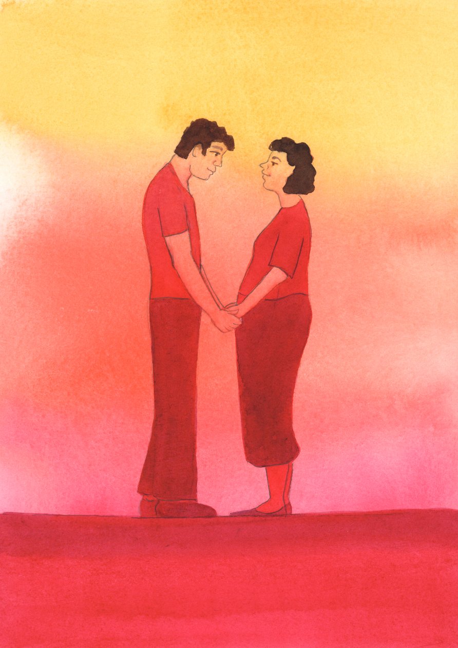 Ao evitar o pecado dentro do casamento, incluindo a prática de contracepção, marido e mulher mostram sua obediência a Deus e expressam seu amor um pelo outro, 2002 (w - c no papel) de Elizabeth Wang