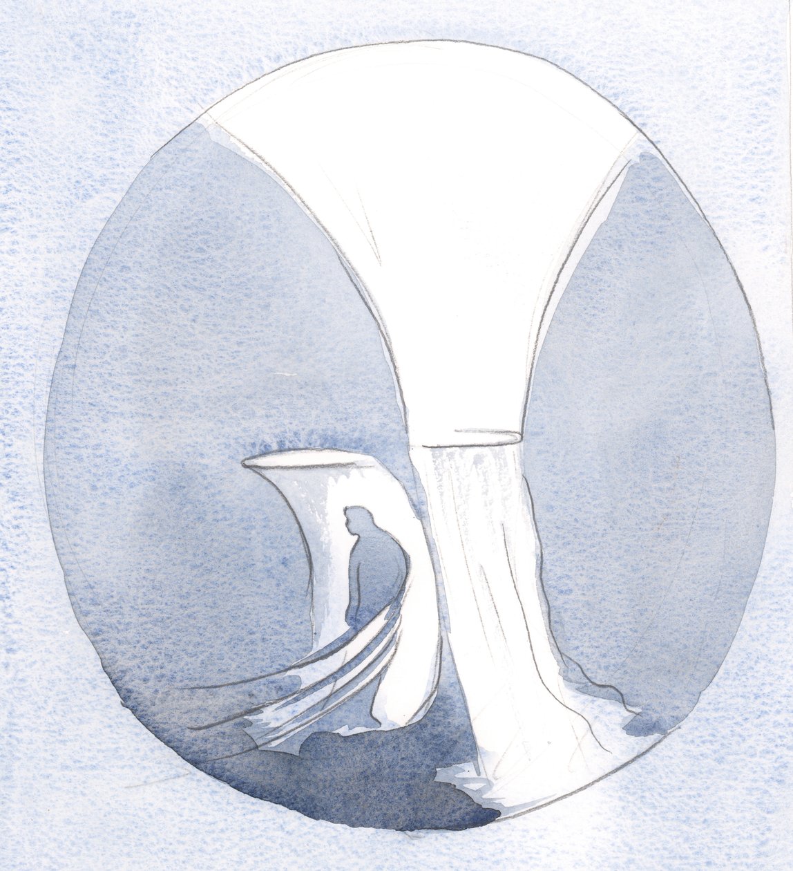 Pela desobediência, uma alma se afasta de Deus para enfrentar outra direção; nesse giro, é como se fechasse uma válvula., 2001 (a - c no papel) de Elizabeth Wang