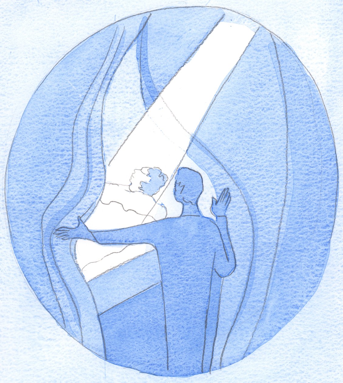 Por nossas orações fervorosas a Nossa Senhora, é como se afastássemos os fios das trevas, para deixar a luz do Céu brilhar sobre os necessitados, 2002 (w - c no papel) de Elizabeth Wang