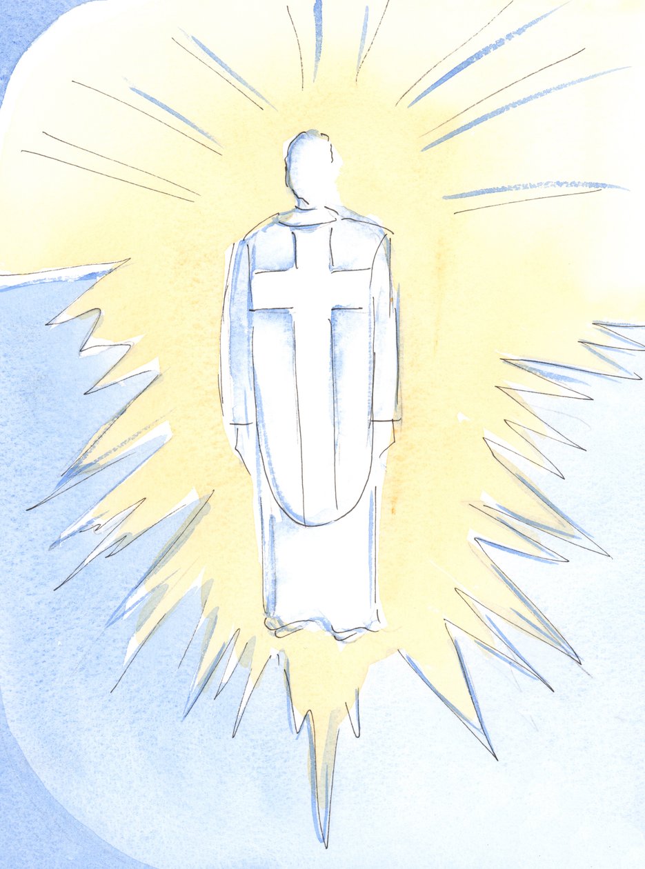 Cristo - quase insuportavelmente deslumbrante, régio e poderoso - agora reina no céu, verdadeiro homem e verdadeiro Deus, nosso Sumo Sacerdote, 2002 (w - c no papel) de Elizabeth Wang