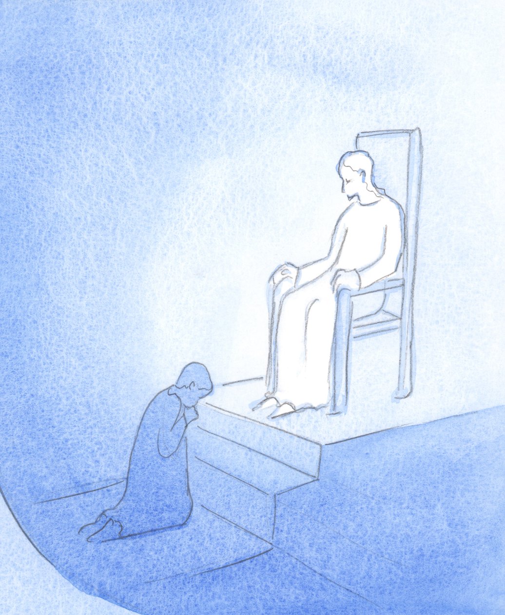 Cristo apareceu como um Rei e permitiu que eu me sentasse a Seus pés como um penitente, 2000 (w - c no papel) de Elizabeth Wang