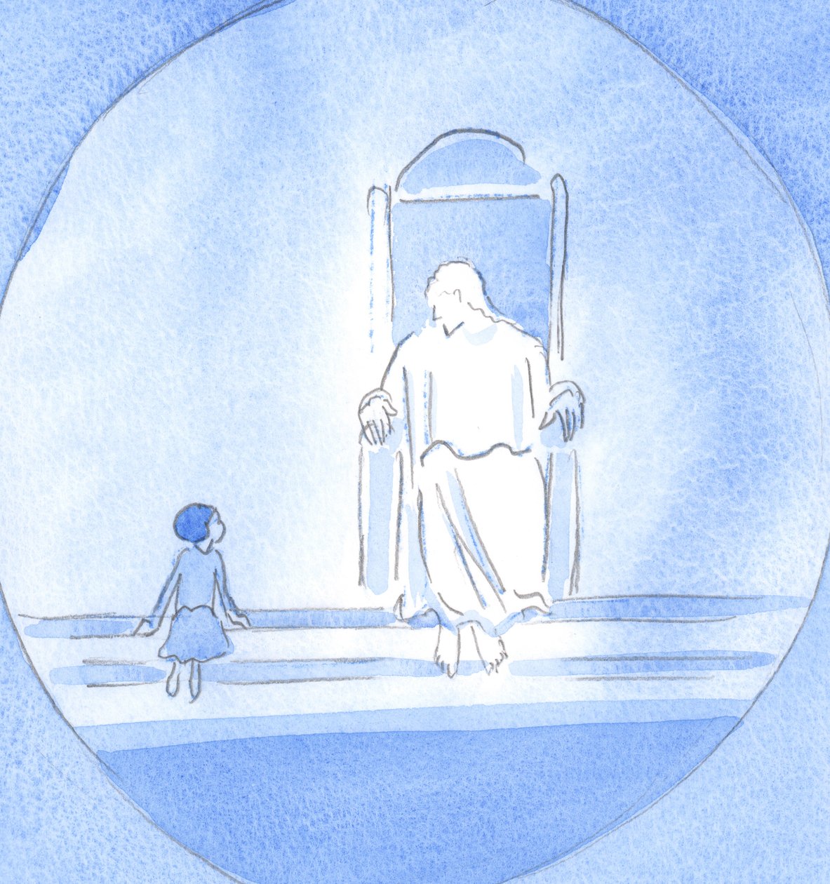 Cristo me pediu para falar como uma criança ignorante, mas próxima a Ele por causa da fé, do arrependimento e da amizade, 2002 (w - c no papel) de Elizabeth Wang