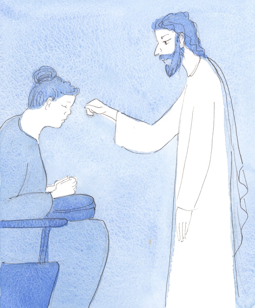 Cristo nos abençoa e nos dá paz e segurança, 2004 (w - c no papel) de Elizabeth Wang