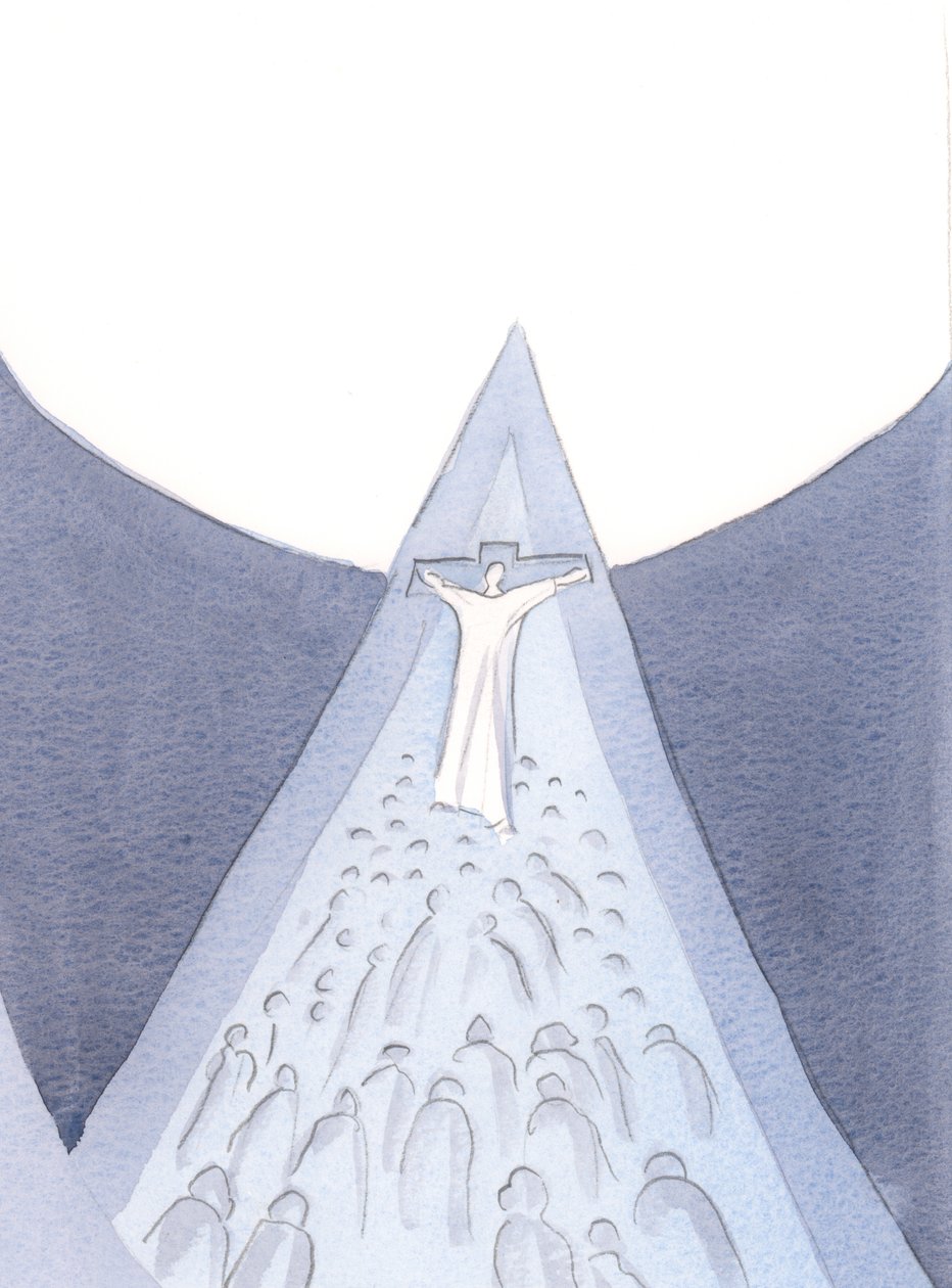 Cristo, por sua paixão, morte, ressurreição e ascensão, abriu um caminho para o céu - um caminho pelo qual podemos seguir., 2000 (w - c no papel) de Elizabeth Wang