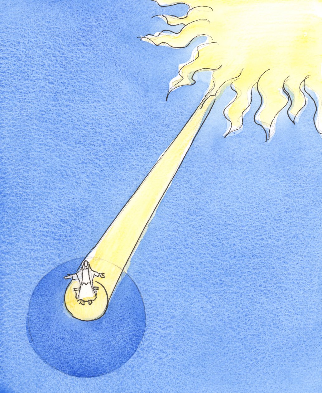 Cristo desceu uma grande distância para se juntar a nós em nosso mundo, mas teve a alegria de estar com uma Mãe que, embora não fosse divina, era pura e santa, 2003 (w - c no papel) de Elizabeth Wang