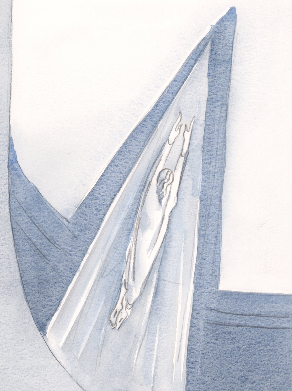 Cristo entrou no céu vestido de branco, e nós seguimos o caminho., 2001 (w - c no papel) de Elizabeth Wang