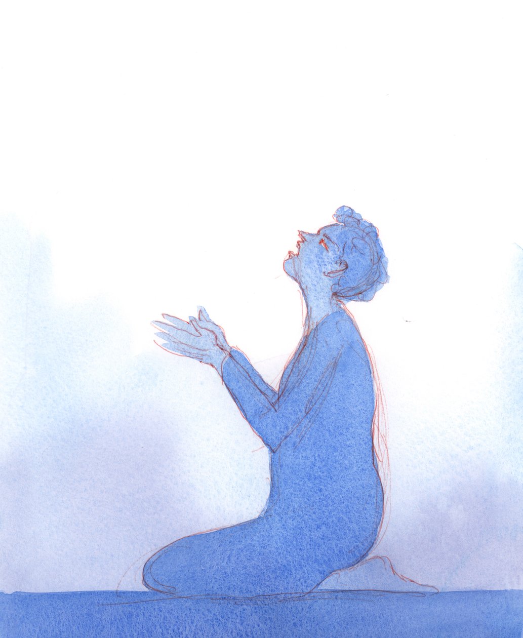 Cristo estendeu para mim uma capa roxa, como aquela que estava colocada sobre Seus ombros antes de sua crucificação, 2004 (w - c no papel) de Elizabeth Wang