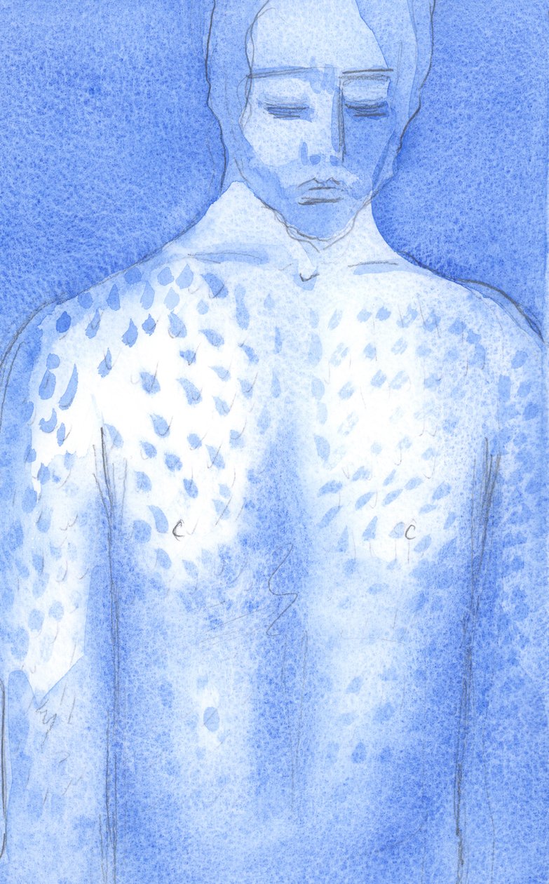 Cristo em sua paixão foi ridicularizado e humilhado; Seu corpo inteiro estava em carne viva e sangrando após a flagelação., 2001 (w - c no papel) de Elizabeth Wang