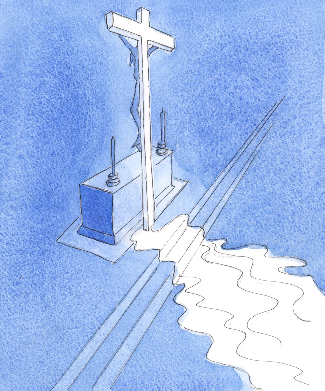 Cristo, em Sua vida terrena, ofereceu o Sacrifício para acabar com todos os sacrifícios, embora Ele não merecesse nada além de amor, honra e glória, 2003 (w - c no papel) de Elizabeth Wang