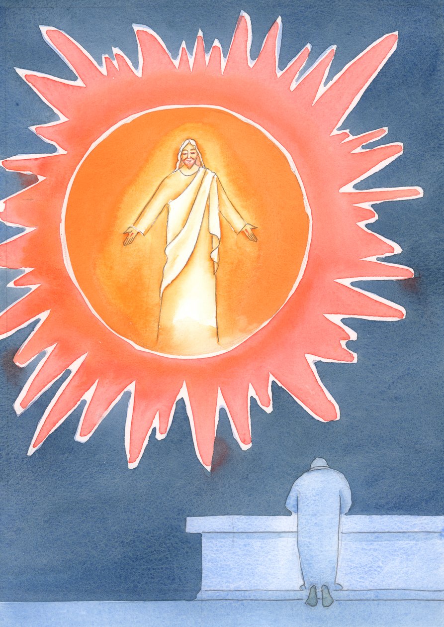 Cristo no Santíssimo Sacramento é Aquele que pode preencher o vazio "em forma de Deus" em cada coração humano, 2003 (w - c no papel) de Elizabeth Wang