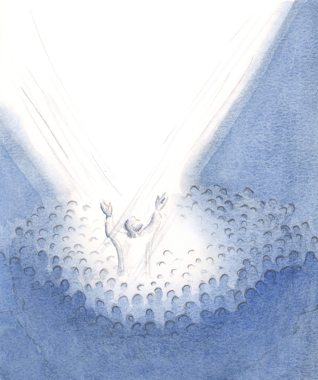 Cristo está presente conosco na Missa, verdadeiramente humano, de nosso meio oferecendo Seu sublime Sacrifício em nome de Seus irmãos e irmãs., 2001 (w - c no papel) de Elizabeth Wang
