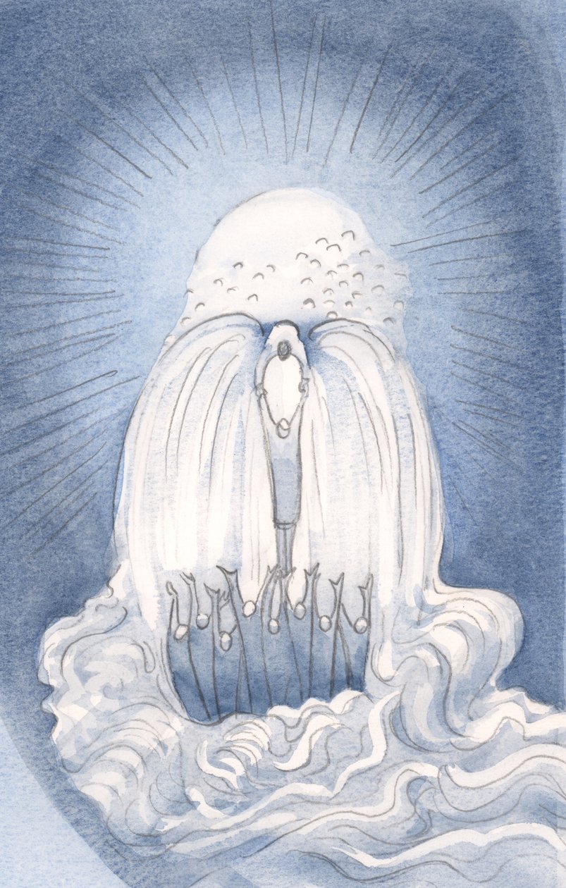Cristo é uma &39;Cachoeira&39; de graças. Ele eleva todos nós, na Missa, a Deus nosso Pai, Fonte de todas as graças, no Espírito, 2000 (w - c no papel) de Elizabeth Wang
