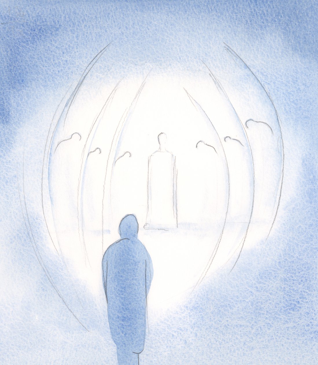 Cristo é sempre o mesmo, paciente e amoroso, aqui com os seus anjos, mesmo dentro da alma., 2000 (w - c no papel) de Elizabeth Wang