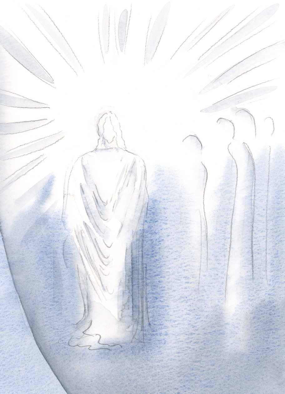 Cristo está escondido atrás de dois véus, 2000 (w - c no papel) de Elizabeth Wang