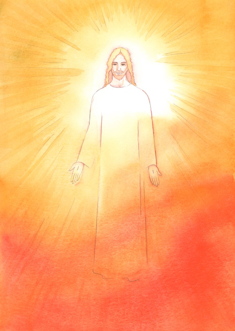 Cristo é radiante e alegre em sua vida ressuscitada, 2002 (w - c no papel) de Elizabeth Wang