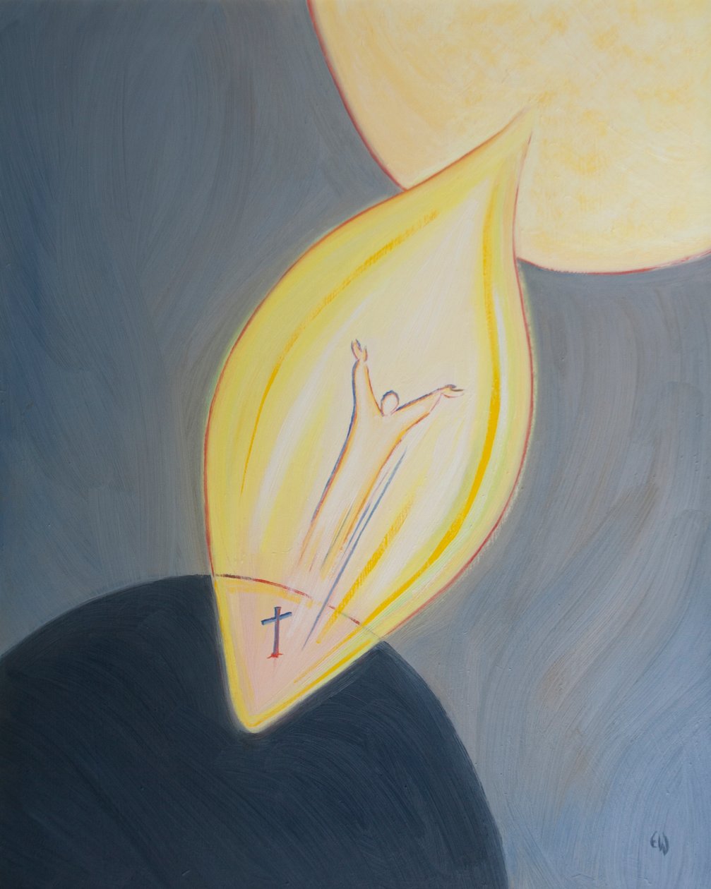 Cristo é o único caminho para o Céu, um caminho feito por meio de Sua Morte, Ressurreição e Ascensão, 2002 (óleo a bordo) de Elizabeth Wang