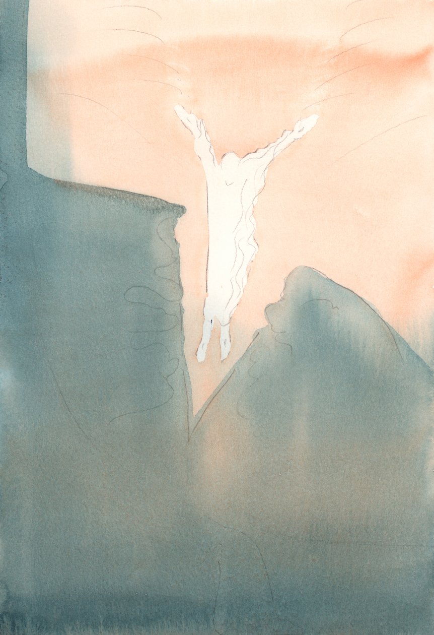 Cristo salta com amor nas profundas trevas de nossos corações., 2001 (w - c no papel) de Elizabeth Wang