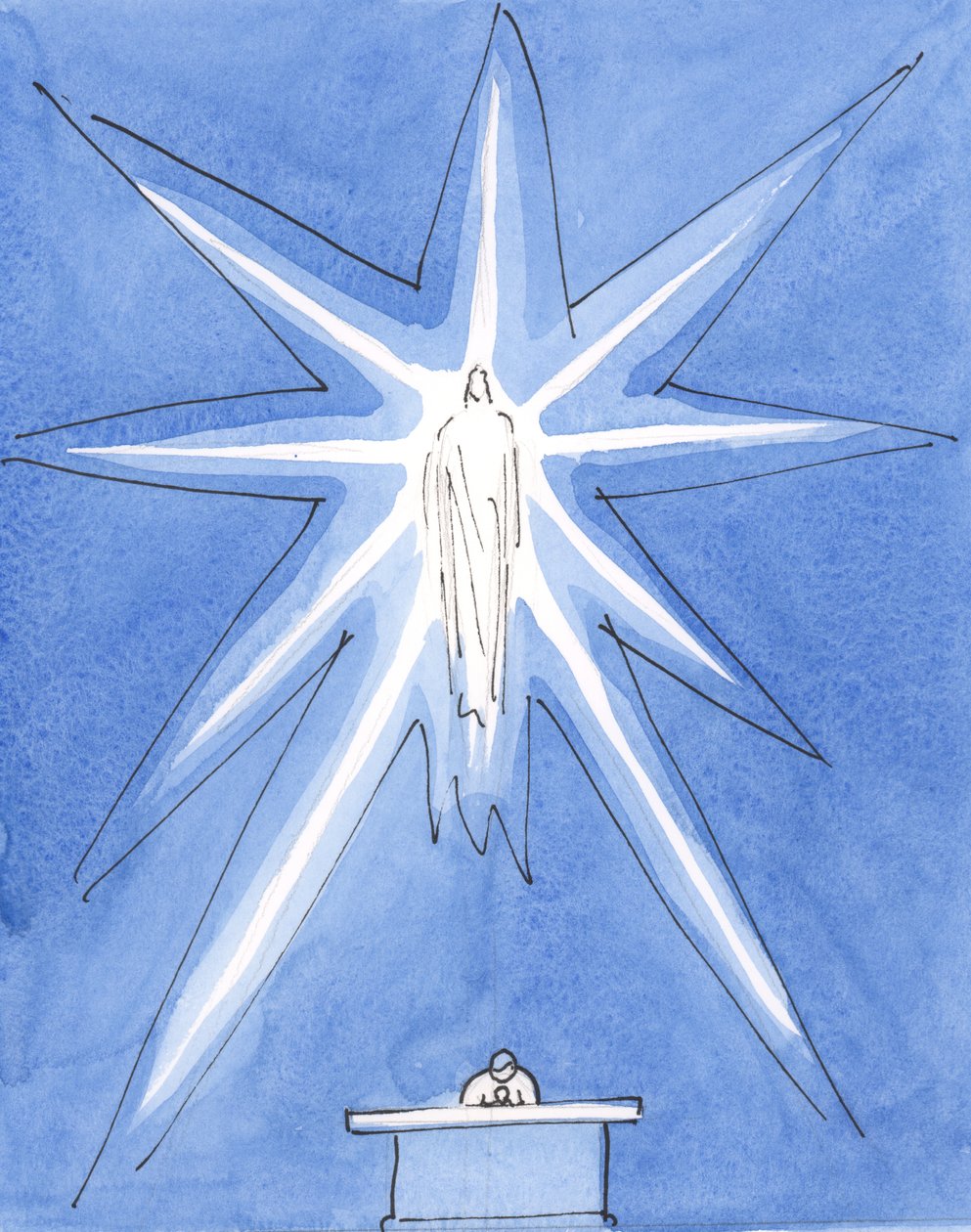 Cristo nosso Deus está realmente presente conosco, em sua glória, na consagração, inflamado de santidade, 2004 (w - c no papel) de Elizabeth Wang