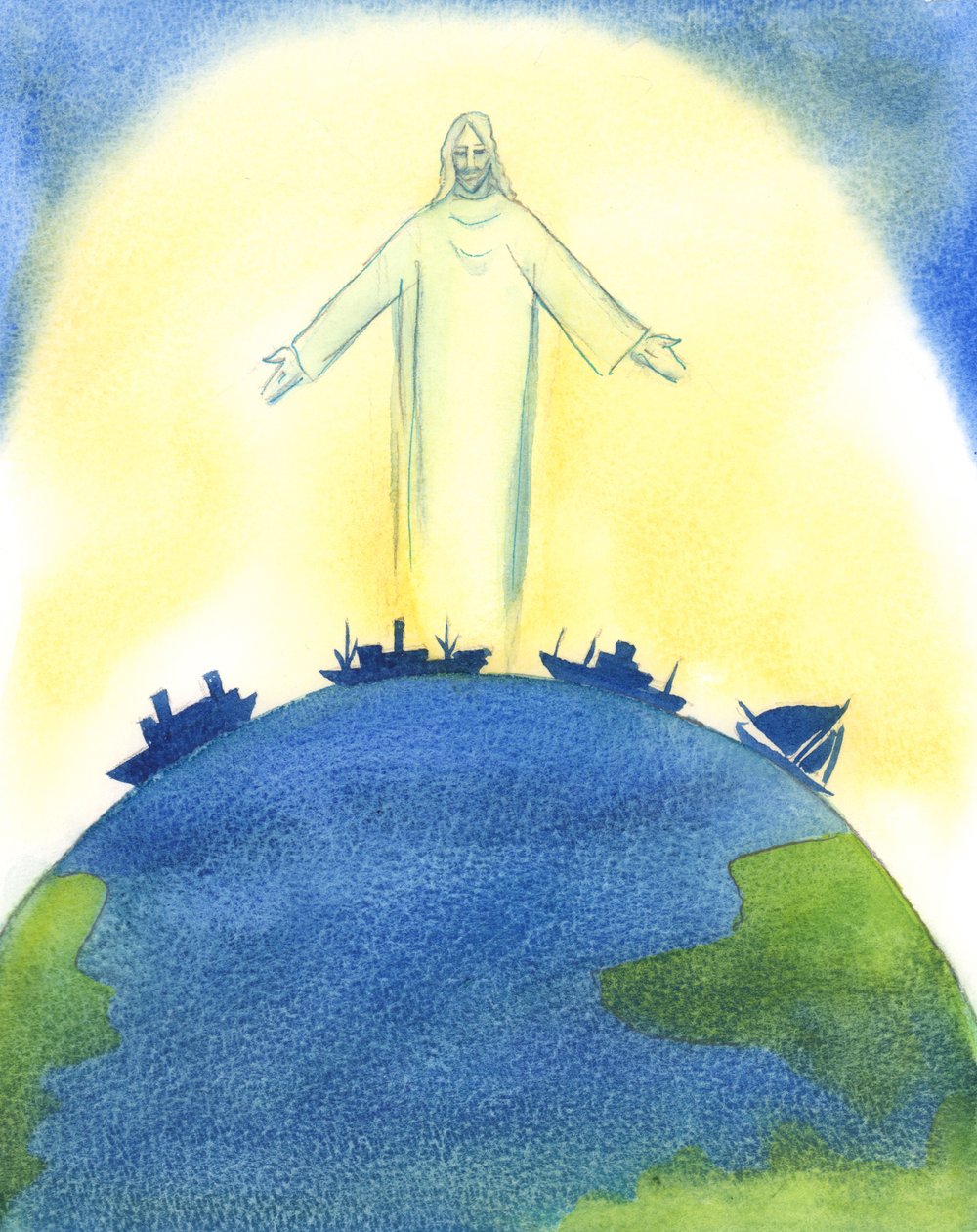 Cristo, nosso Deus, atuou verdadeiramente na Criação do Universo, com o Pai e o Espírito Santo, 2003 (w - c no papel) de Elizabeth Wang
