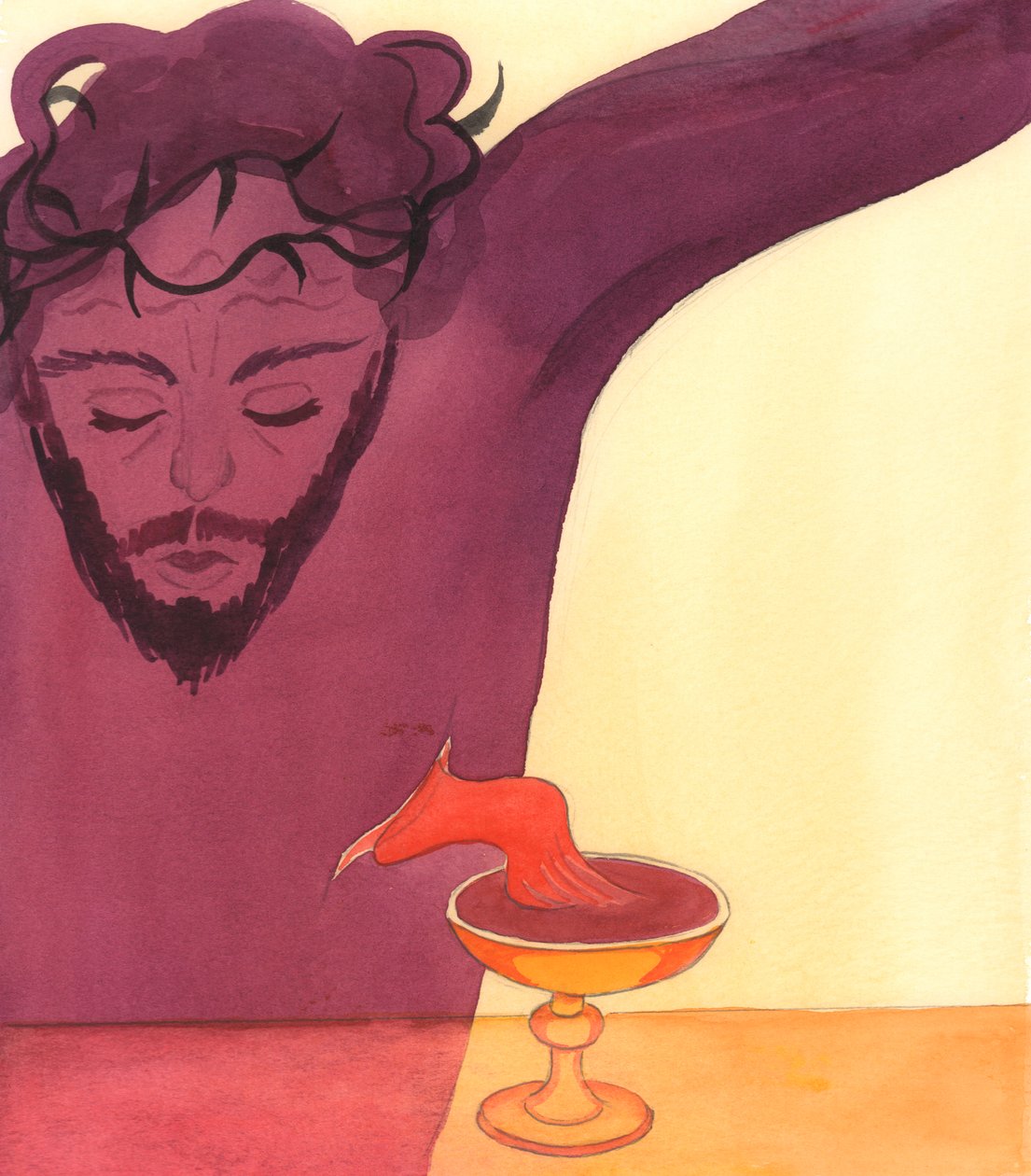 Cristo derramou Seu sangue vital por nós, no Calvário de 2000 (w - c no papel) de Elizabeth Wang