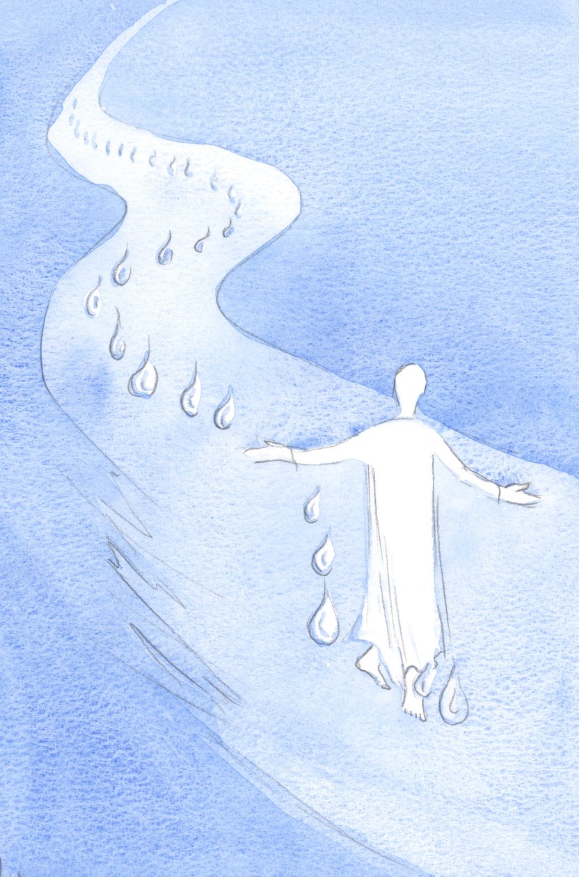 Cristo realmente vem ao nosso altar para se juntar a nós; Ele vem aqui, ansioso para se juntar a nós, &39;em chamas&39; de amor, na glória invisível., 2001 (w - c no papel) de Elizabeth Wang