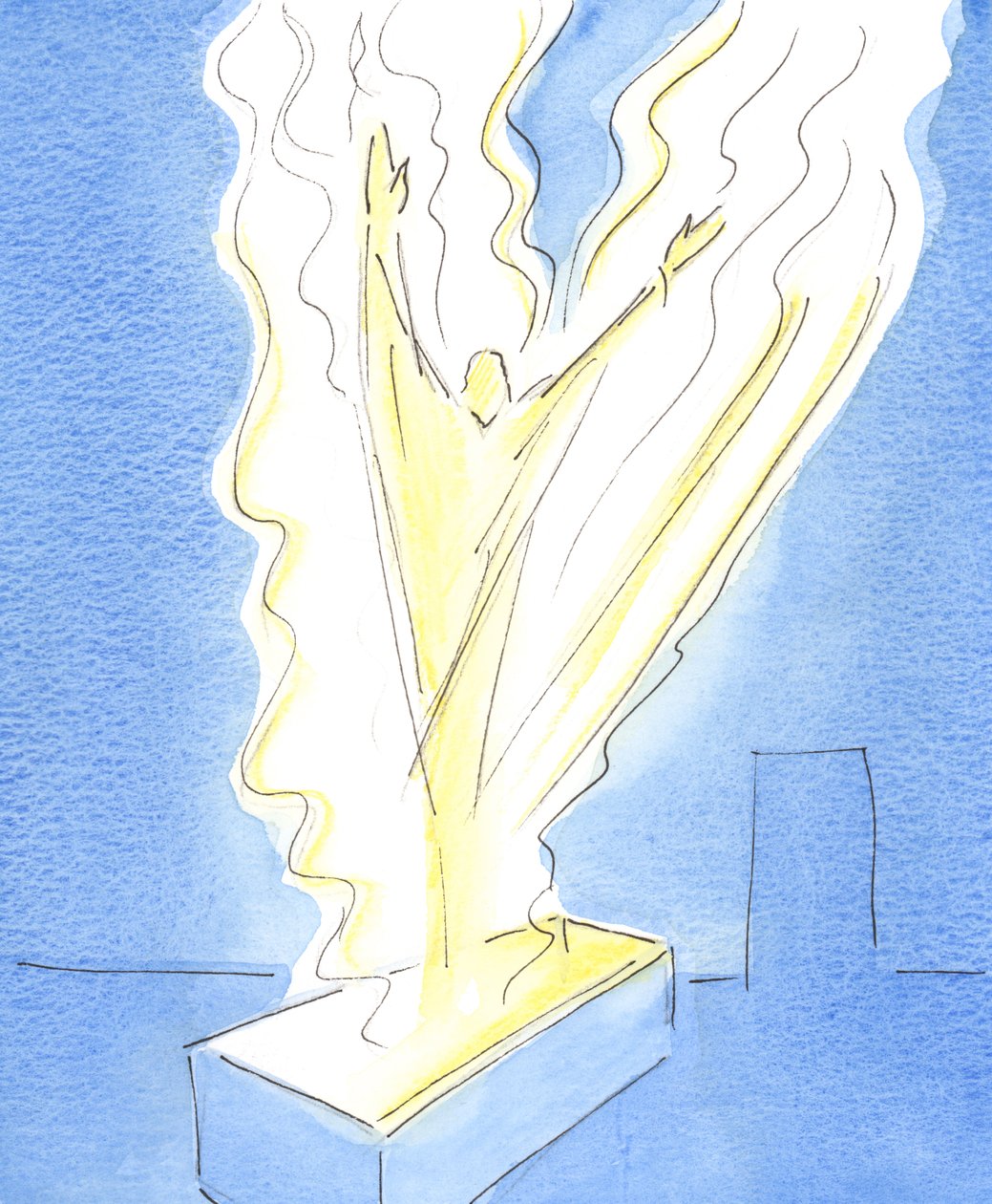 Cristo ressuscitou do túmulo em glória na Páscoa, transformado, como se em um fogo ardente da caridade, quando o Espírito Santo o libertou da escravidão da morte, 2003 (w - c no papel) de Elizabeth Wang
