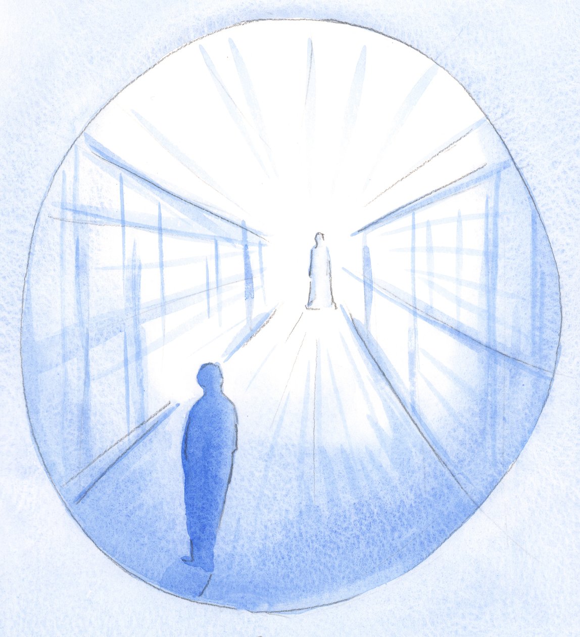 Cristo mostrou-me um caminho que conduzia a Ele e explicou como - por minha própria vontade - me distraí da meta importante., 2001 (w - c no papel) de Elizabeth Wang