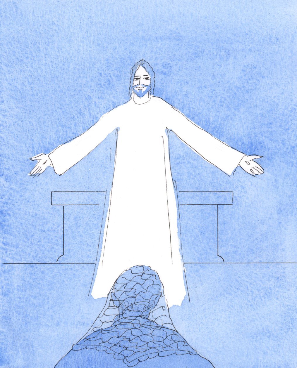 Cristo falou comigo sobre todas as pessoas em meu coração que precisam de ajuda e todas as minhas outras preocupações, 2004 (w - c no papel) de Elizabeth Wang