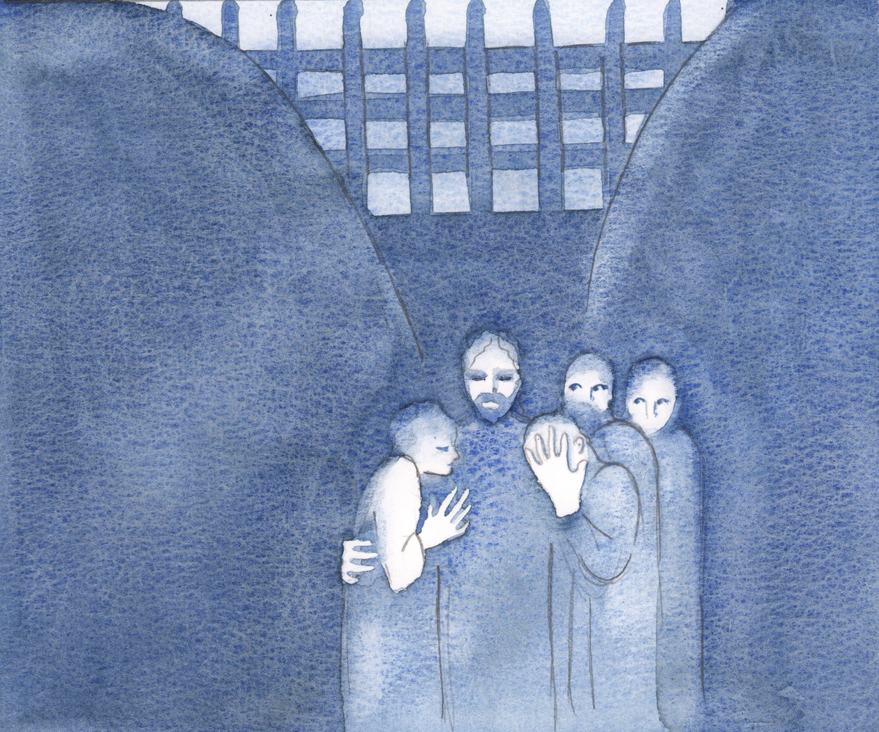 Cristo, o Crucificado, está especialmente perto de todos os que sofrem por Sua causa, 2000 (w - c no papel) de Elizabeth Wang