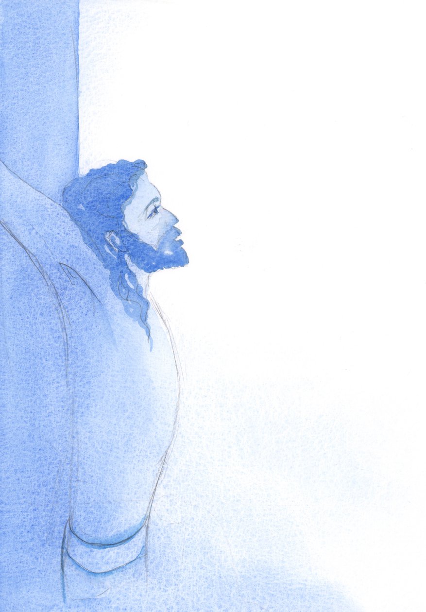 Cristo, verdadeiro homem, amou os seus semelhantes com o seu amor divino, "em reparação infinita por todas as suas ofensas"., 2001 (w - c no papel) de Elizabeth Wang