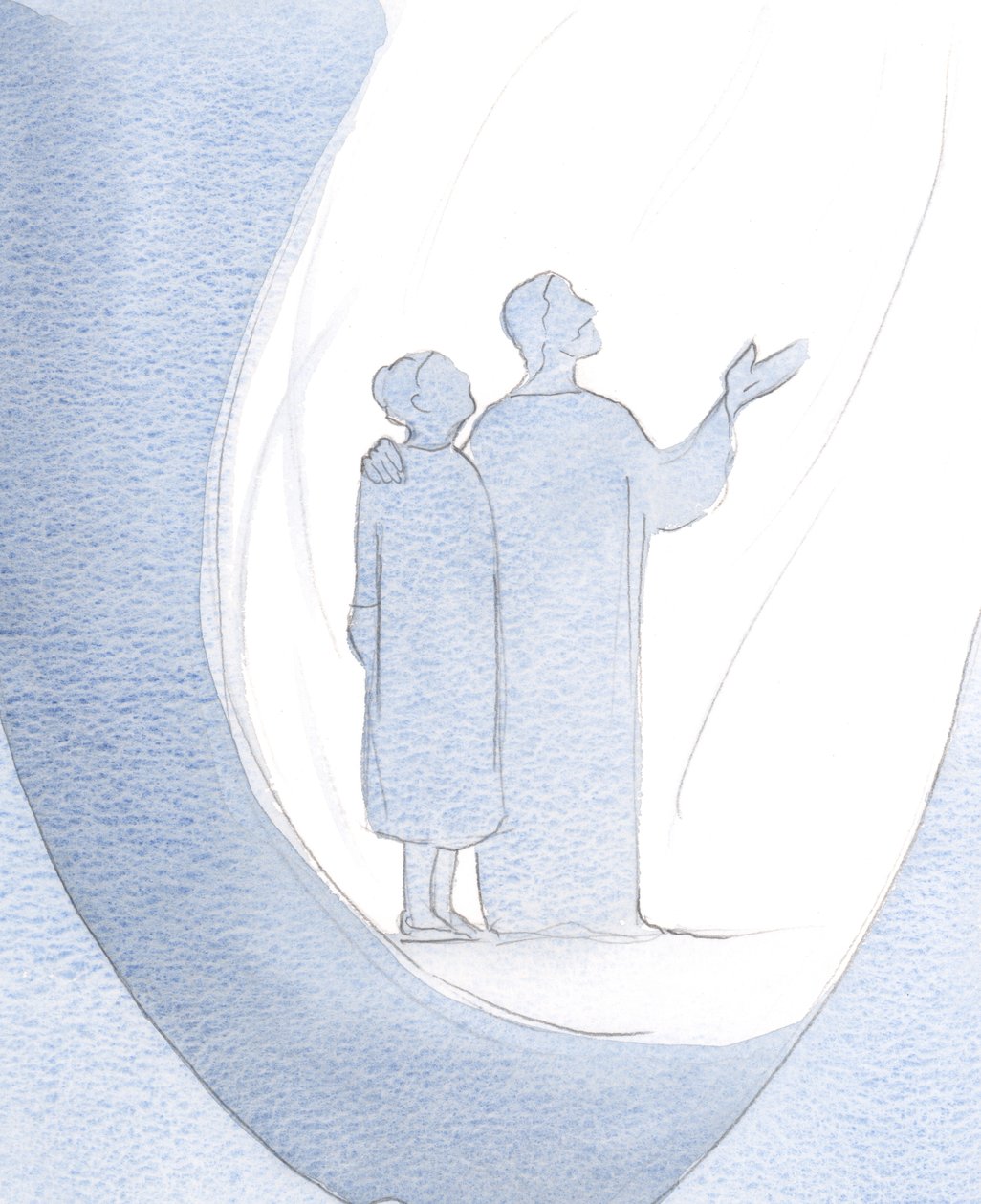 Cristo estava me levando a ficar lado a lado com Ele, pedindo ao Pai Celestial graças para os outros., 2000 (w - c no papel) de Elizabeth Wang