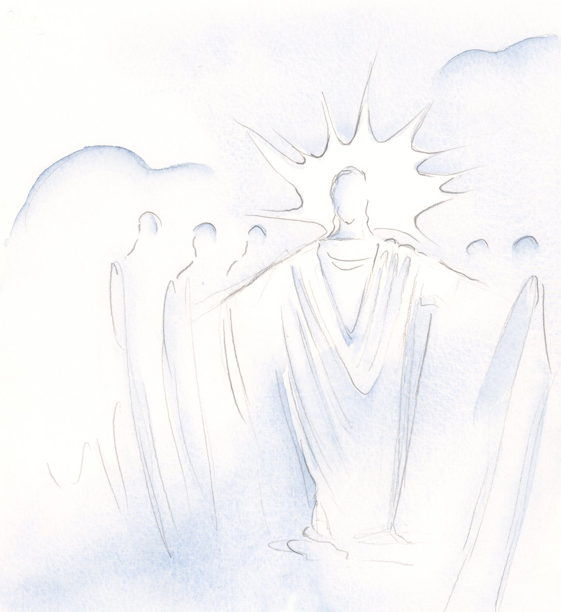 Cristo, que é a porta, nos conduz de um lado para outro em companhia celestial, 2000 (w - c no papel) de Elizabeth Wang