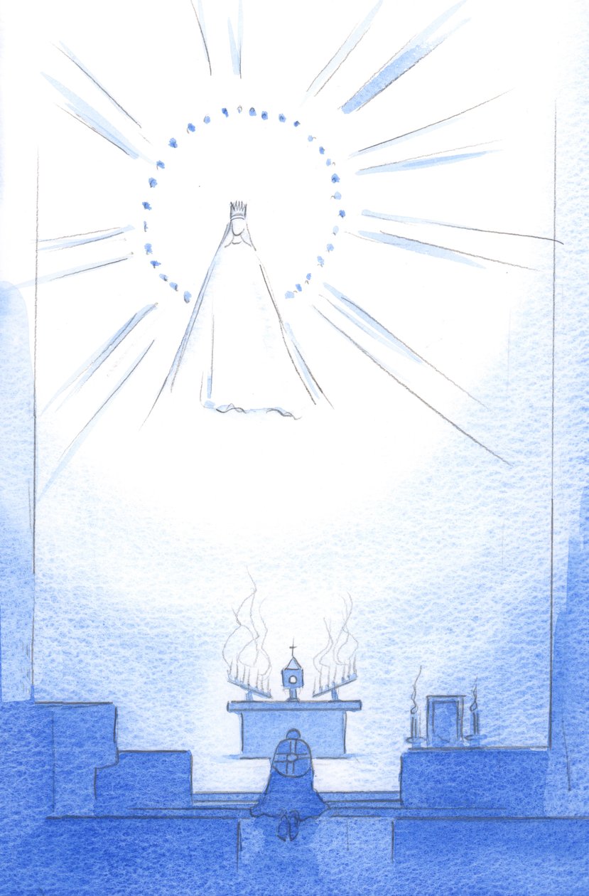 A Santa Mãe de Cristo agora vive a &39;vida de ressurreição&39; que esperamos desfrutar; e ela é muito próxima de Cristo, e de nós, 2002 (w - c no papel) de Elizabeth Wang