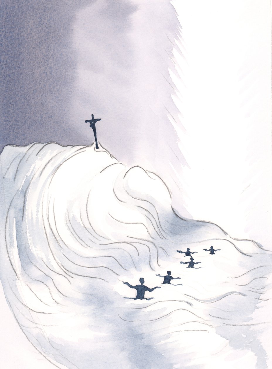 O Sangue Precioso de Cristo foi derramado em uma inundação torrencial, para todos os tempos, para que possamos banhar-se nele., 2000 (w - c no papel) de Elizabeth Wang