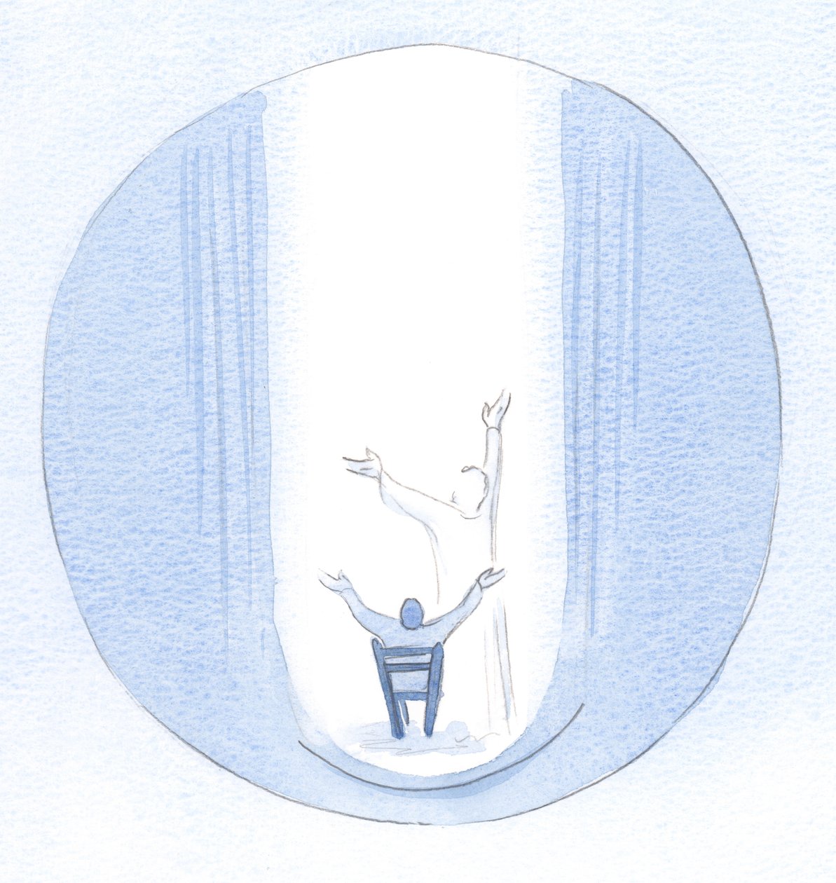 A própria oração de Cristo sobe da alma, quando oramos em Seu nome, e perfura o Céu em intercessão., 2000 (w - c no papel) de Elizabeth Wang
