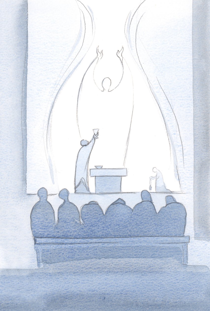 A oração de sacrifício de Cristo é perfeita. Pertence a nós e inclui todas as nossas necessidades., 2000 (w - c no papel) de Elizabeth Wang