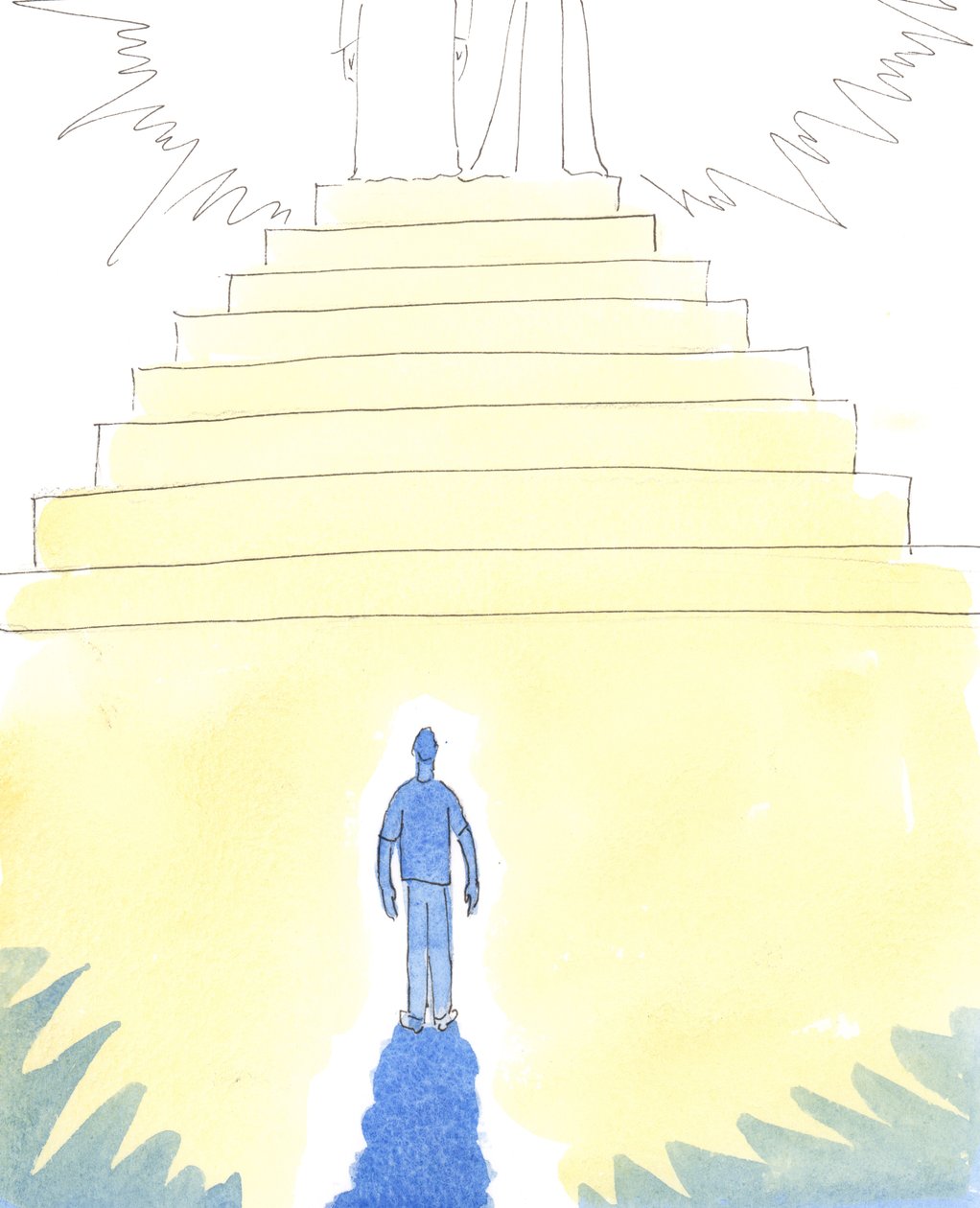 Cada um de nós pode imaginar-se à &39;beira&39; do Céu, perto dos degraus que conduzem a Cristo e a Nossa Senhora, que estão rodeados pelos Santos, 2004 (w - c no papel) de Elizabeth Wang