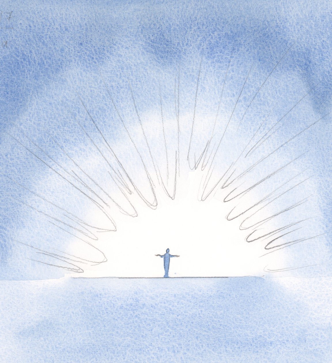 Mesmo em meio a lutas, fui levado a ficar diante do Pai, como uma criança, para orar a oração de obediência de Cristo., 2000 (w - c no papel) de Elizabeth Wang