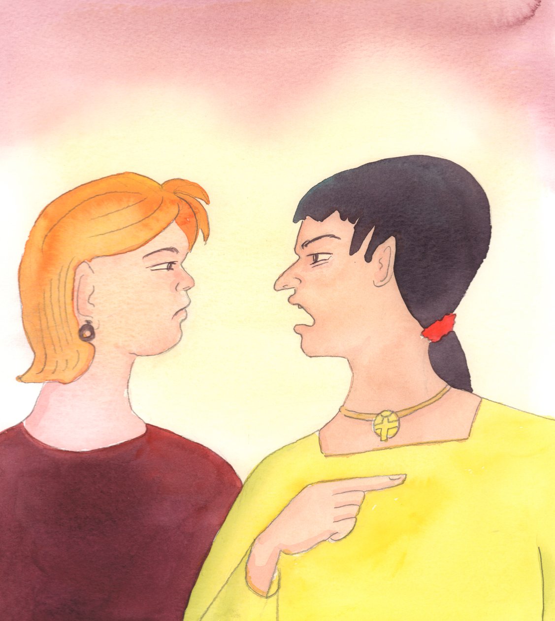 Mesmo muitos católicos resmungam e queixam-se quando lhes é pedido que suportem coisas dolorosas ou incómodas, 2005 (aguarela sobre papel) de Elizabeth Wang