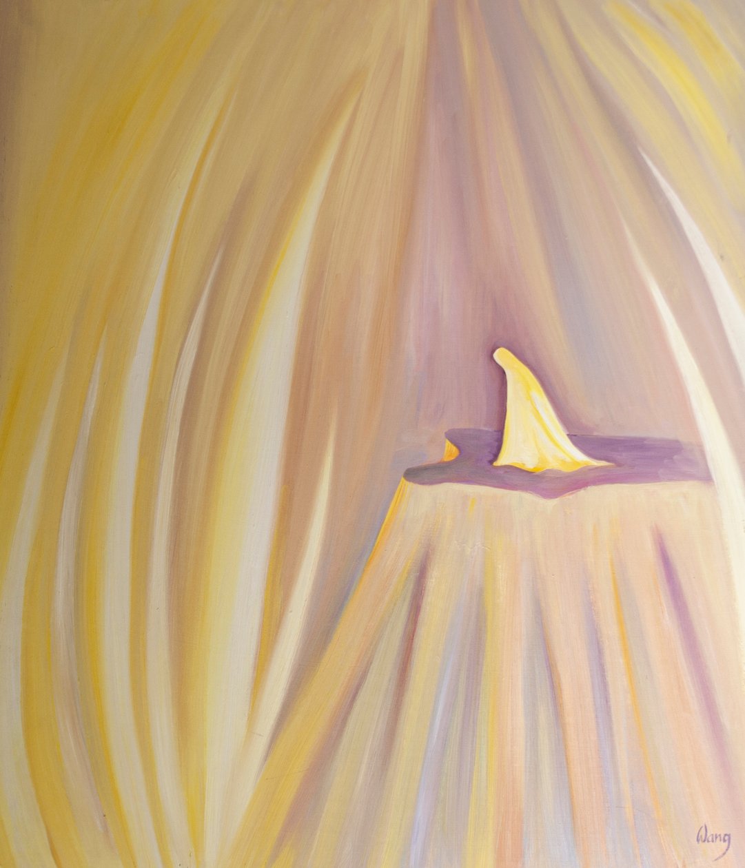 Até mesmo a Virgem Maria, cuja santidade é honrada pelos Anjos, se curva diante do Pai em adoração reverente, 2001 (óleo a bordo) de Elizabeth Wang
