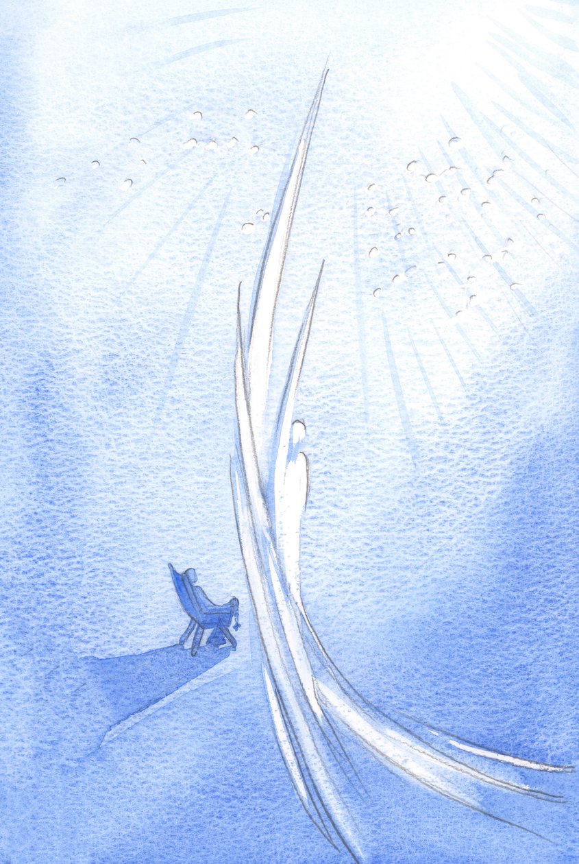 O anjo da guarda de cada pessoa fica reverente quando Deus é louvado; Santos e Anjos ficam muito felizes quando Deus é louvado., 2001 (w - c no papel) de Elizabeth Wang