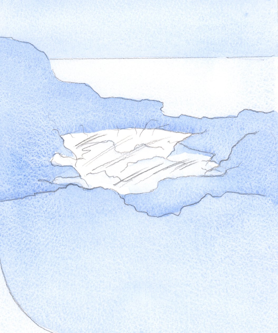 Deus olha para dentro de nossas almas como se fosse uma piscina rochosa; por meio de água limpa, ele vislumbra Cristo, o fundamento. Mas a &39;lama&39; do pecado obscurece Sua visão, 2002 (w - c no papel) de Elizabeth Wang